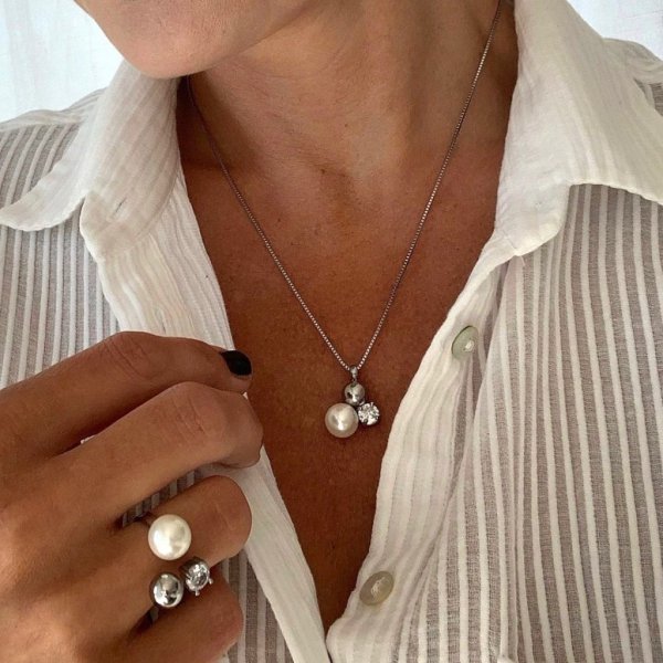 Bud To Rose - Halsband Ice Pearl Lång Stål