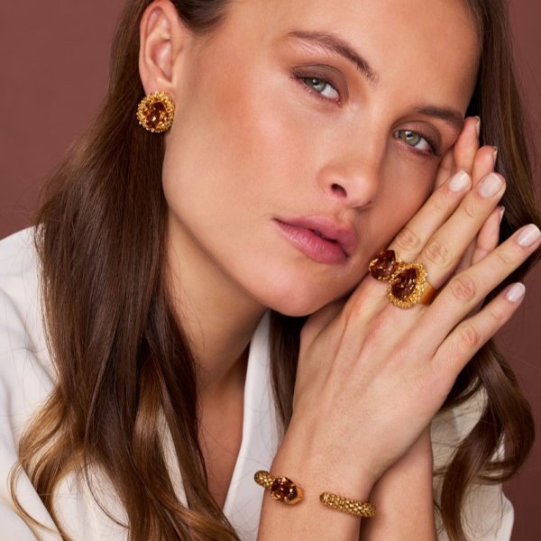 Caroline Svedbom - Armband Classic Rope Light Smoked Topaz Guld