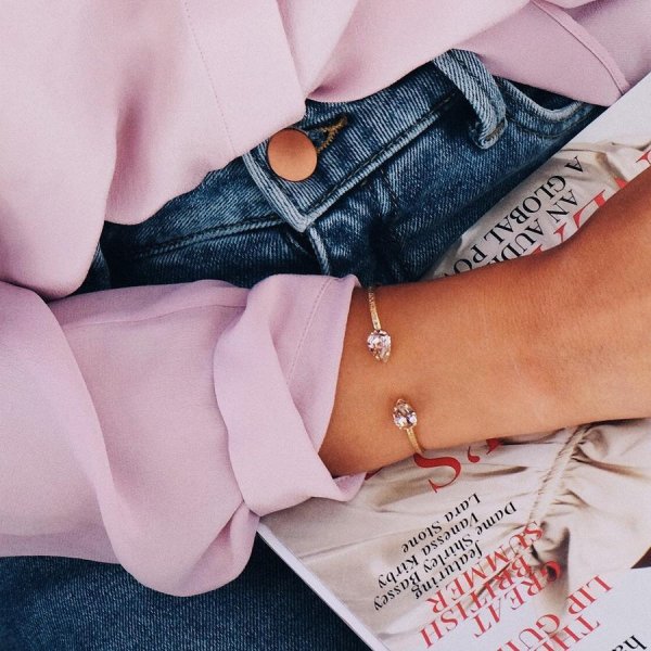 Caroline Svedbom - Armband Petite Drop Rhodium Vintage Rose