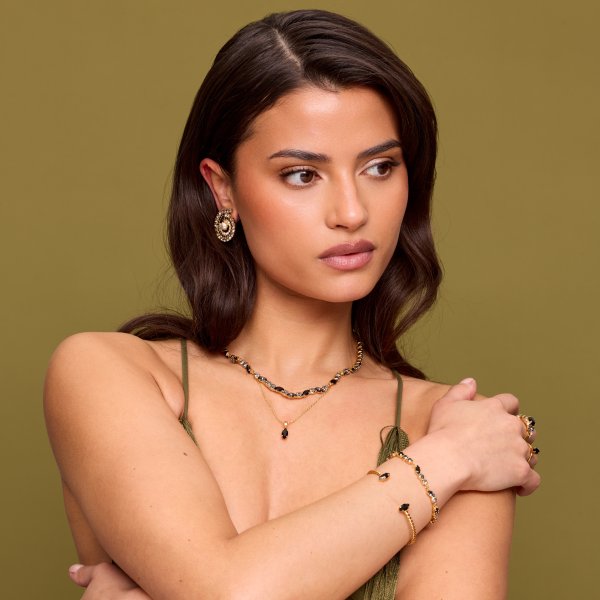 Caroline Svedbom - Halsband Alelia Guld Jet Combo