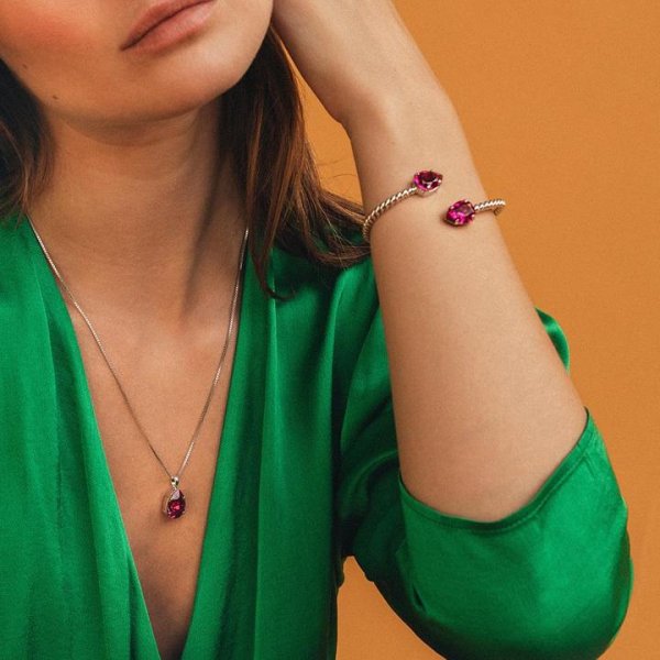 Caroline Svedbom - Halsband Mini Drop Guld Fuchsia