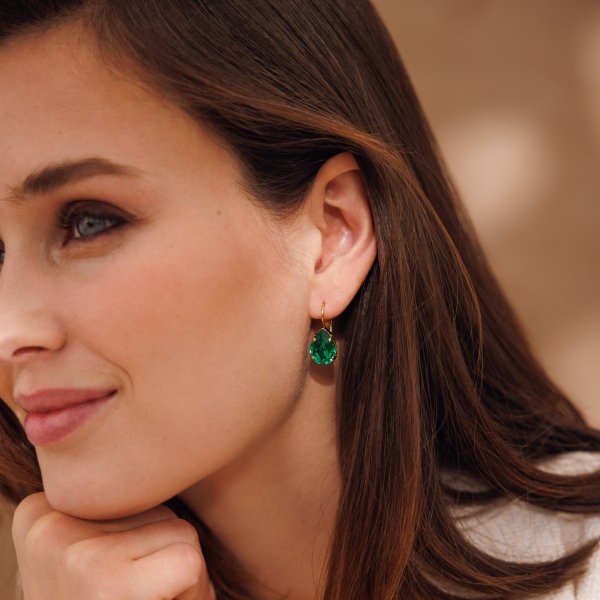 Caroline Svedbom - Örhängen Claps Mini Drop Guld Majestic Green