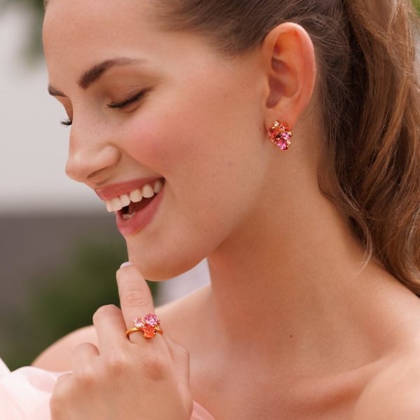 Caroline Svedbom - Örhängen Katie Guld Coral Combo