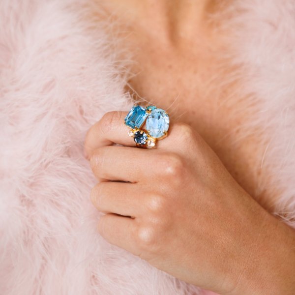 Caroline Svedbom - Ring Carolina Guld Aquamarine Combo