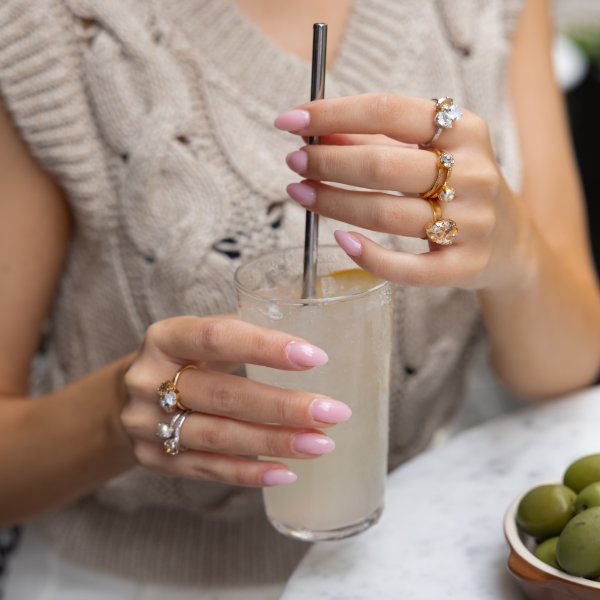 Caroline Svedbom - Ring Mini Drop Guld Light Peach