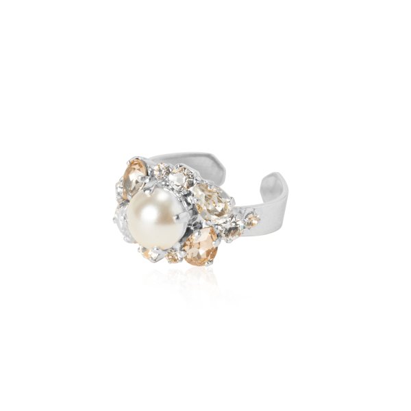 Caroline Svedbom - Ring Molly Rhodium Pearl Combo