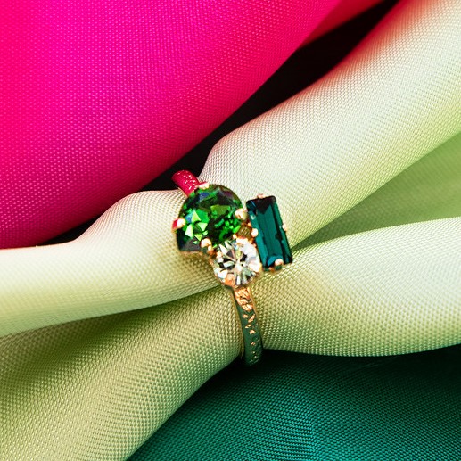 Caroline Svedbom - Ring Isa Guld Green Combo