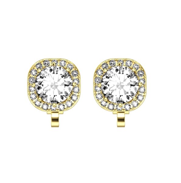 Clipsörhängen - Stål Halo CZ Guld
