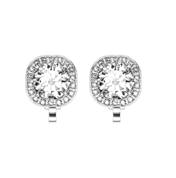 Clipsörhängen - Stål Halo CZ Silver