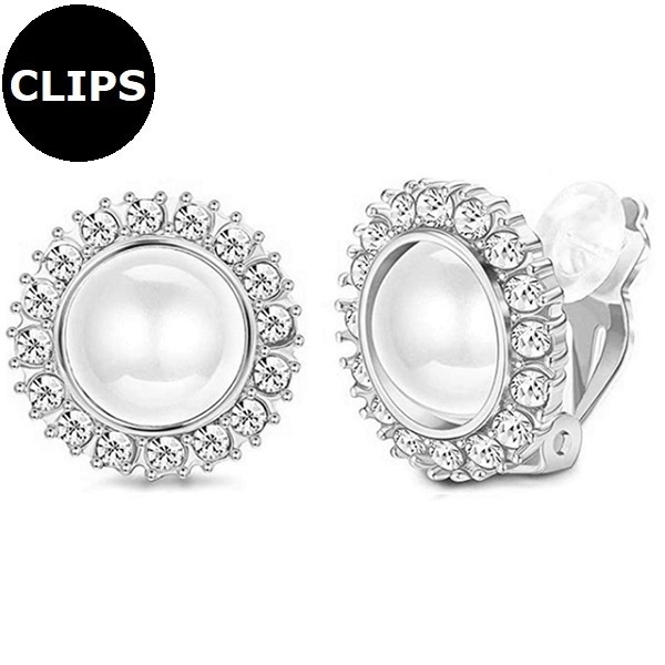 Clips - Örhängen Klassisk Pärla CZ Silver