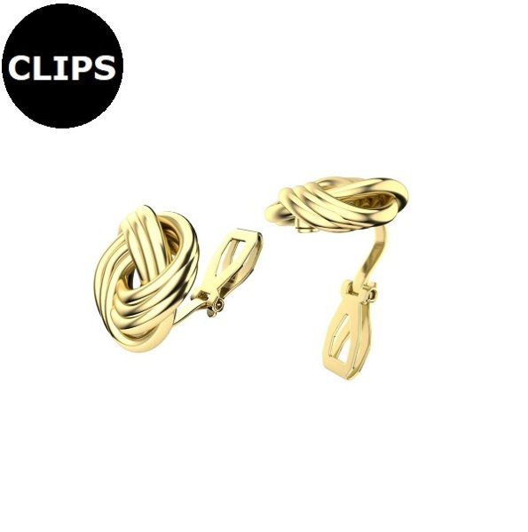 Clipsörhängen - Stål Knut Trio Guld