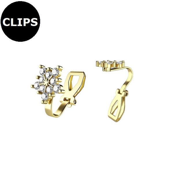 Clipsörhängen - Stål Star CZ Guld