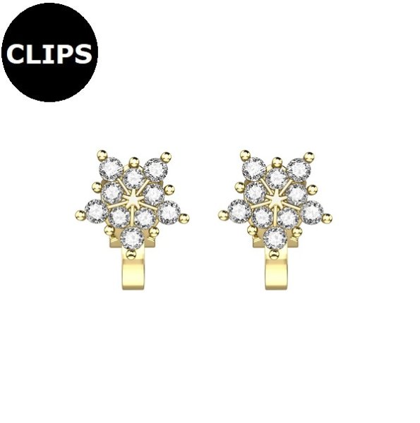 Clipsörhängen - Stål Star CZ Guld