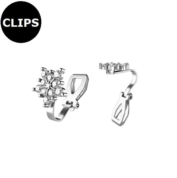 Clipsörhängen - Stål Star CZ Silver