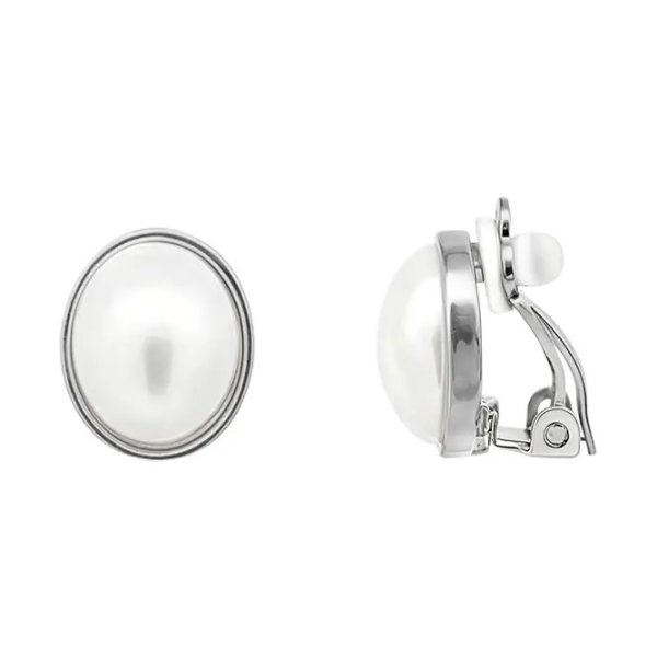 Clipsörhängen - Pärla Oval Silver