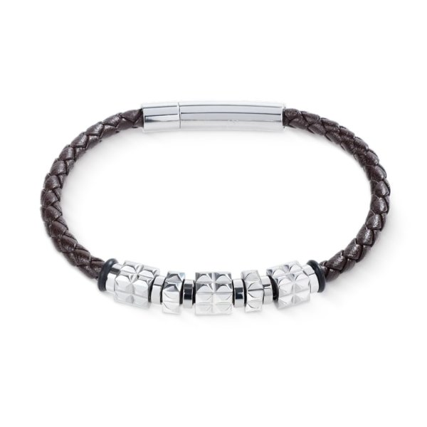Coeur De Lion - Armband Unisex Leather Spikes Brun