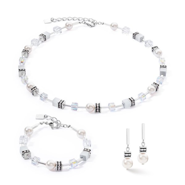Coeur De Lion - Halsband Geocube Pearl Silver