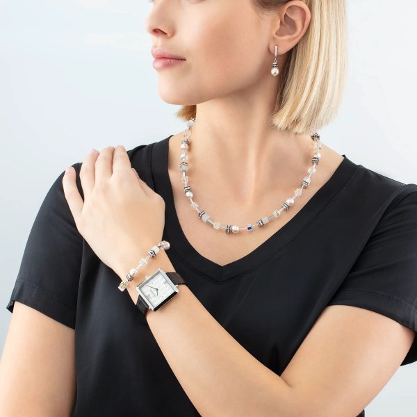 Coeur De Lion - Halsband Geocube Pearl Silver