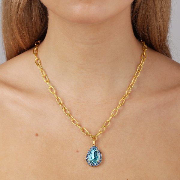 Dyrberg/Kern - Halsband Metta Guld Aqua