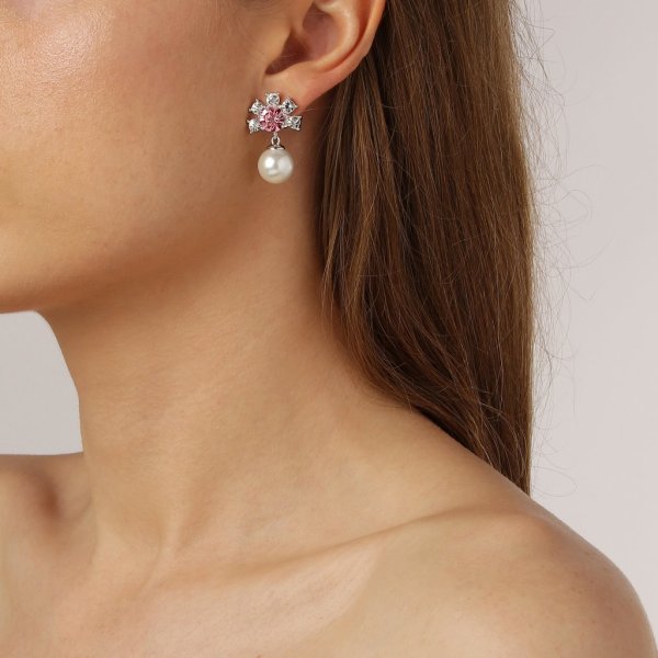 Dyrberg/Kern - Örhängen Veronica Vit Rosa