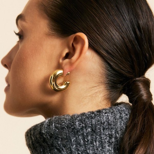 Edblad - Örhängen Chunky Creoles L Guld