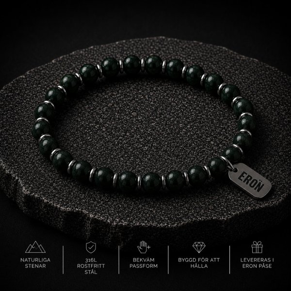 Eron - Armband Anders Elastic Green Stone