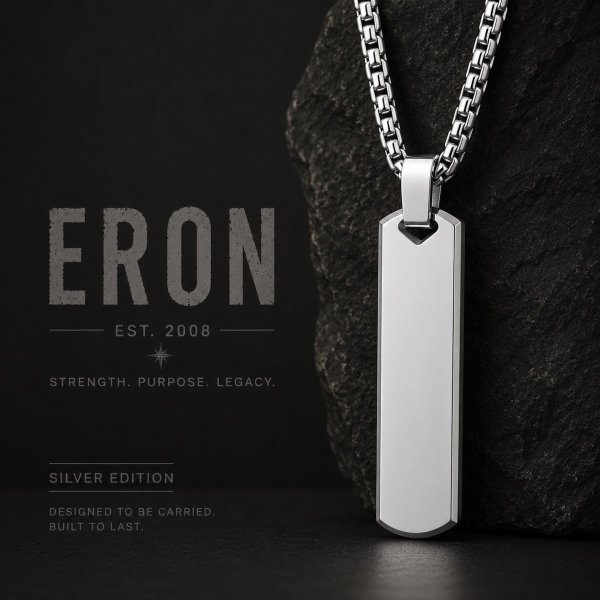 Eron - Halsband Tag Rectangular Stål