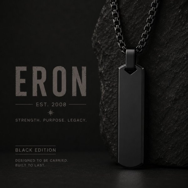 Eron - Halsband Tag Rectangular Svart