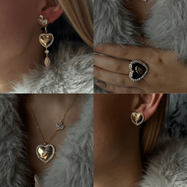 Ioaku - Örhängen Heart of Mistletoe Guld