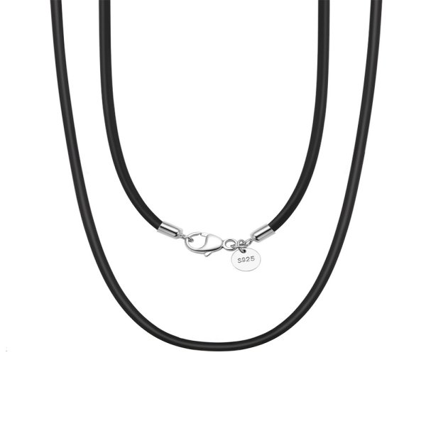 Highnose 925 - Halsband Läder Kors Litet Silver