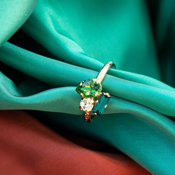 Caroline Svedbom - Ring Isa Guld Green Combo