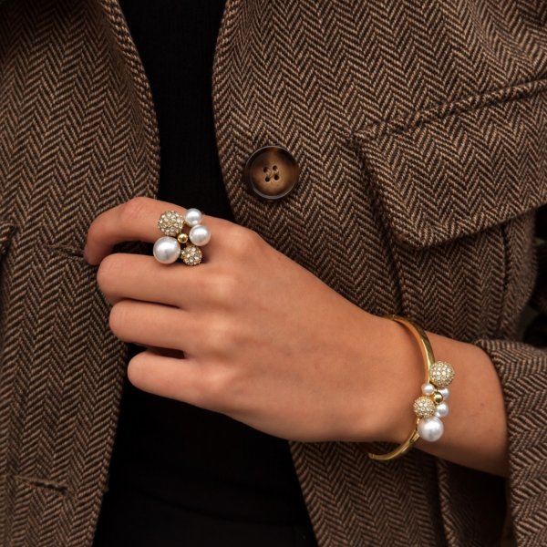 Ioaku - Armband Berry Pearl Petite Cuff Guld Vit