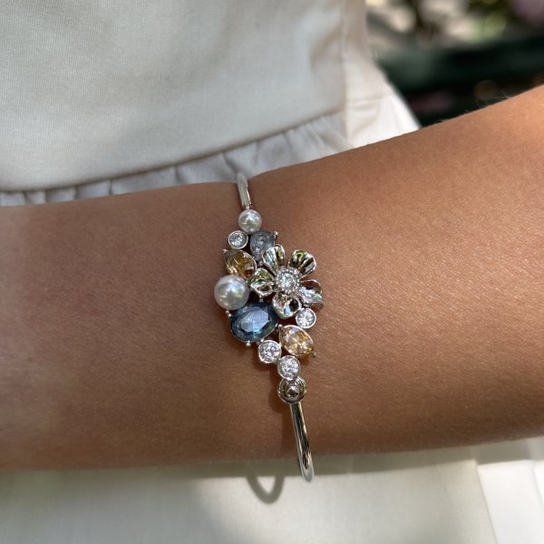 Ioaku - Armband La Fleur Sirene Garden Cuff Silver Blå