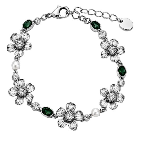 Ioaku - Armband La Fleur Sirene Garden Silver Emerald