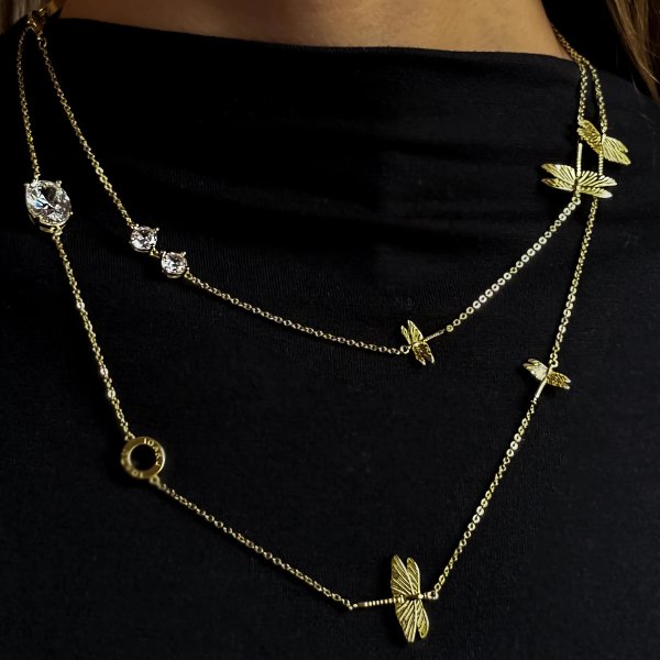 Ioaku - Halsband Dragonfly Reborn Long Guld