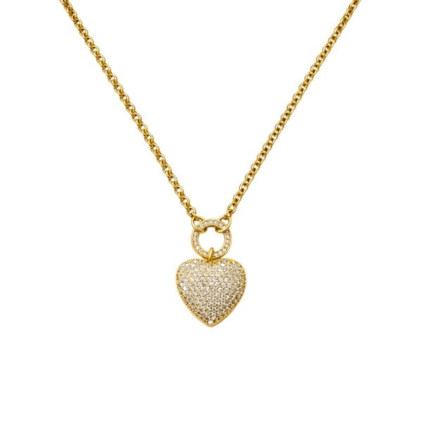 Ioaku - Halsband Heart of Pave Guld