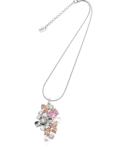 Ioaku - Halsband La Fleur Sirene Garden Pendant Silver Rosa