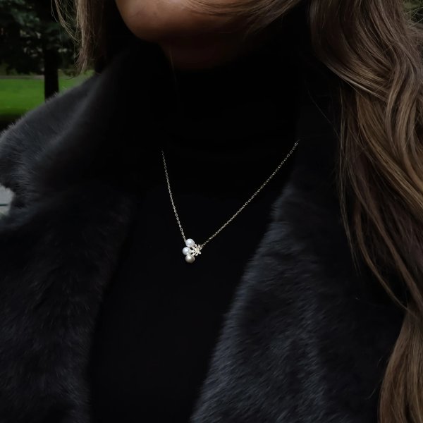 Ioaku - Halsband Snowdrop Pearl Silver