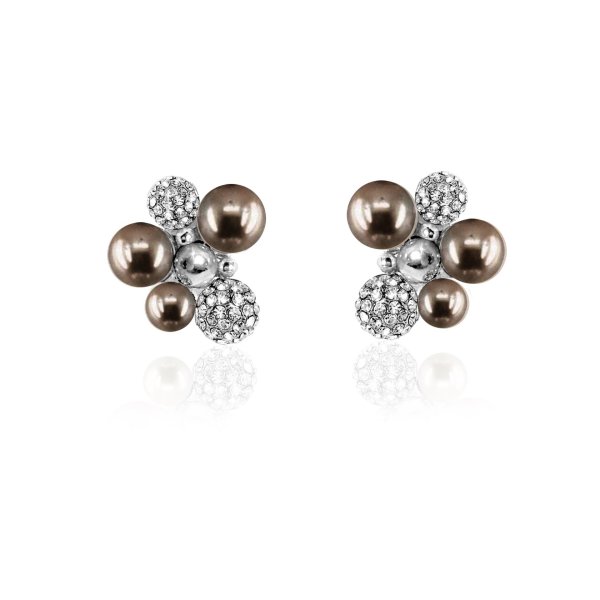 Ioaku - Örhängen Berry Crystal Stud Silver Brun