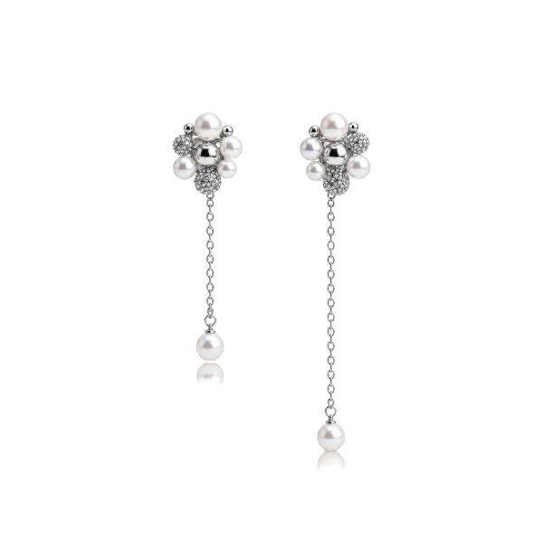 Ioaku - Örhängen Berry Pearl Petite Hanging Silver Vit