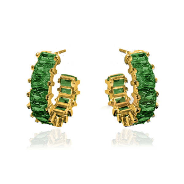 Ioaku - Örhängen Domino Crystal Guld Grön