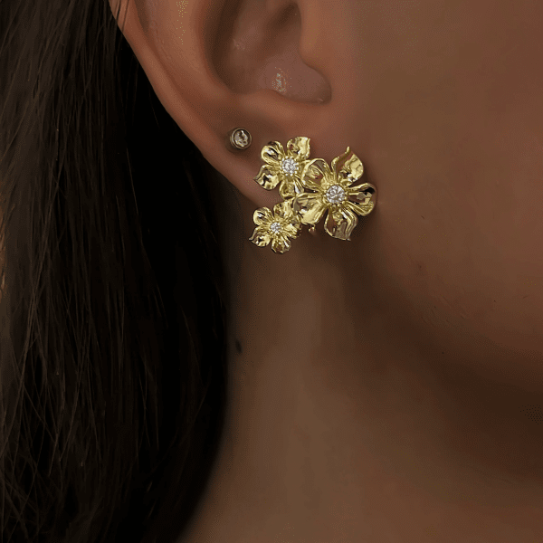 Ioaku - Örhängen La Fleur Iconic Trio Guld