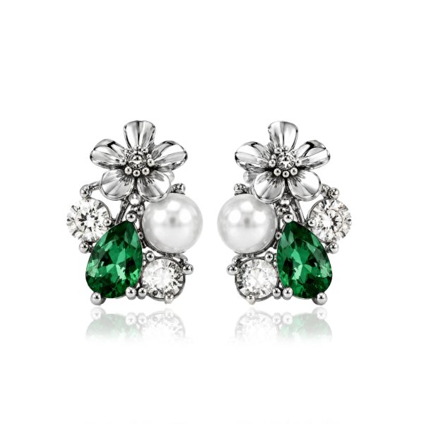 Ioaku - Örhängen La Fleur Sirene Garden Stud Silver Emerald