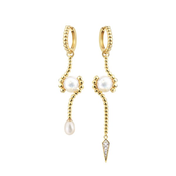 Ioaku - Örhängen Sculptures Pearl Hoops Guld