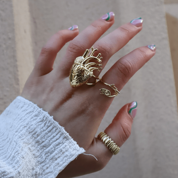 Ioaku - Ring Anatomiskt Hjärta Guld
