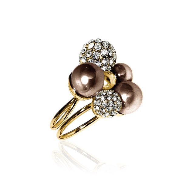 Ioaku - Ring Berry Crystal Guld Brun