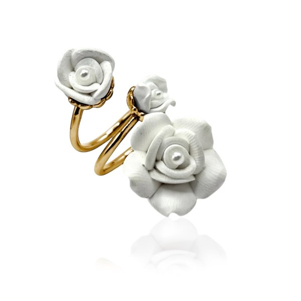Ioaku - Ring Fleur Blanche Guld 