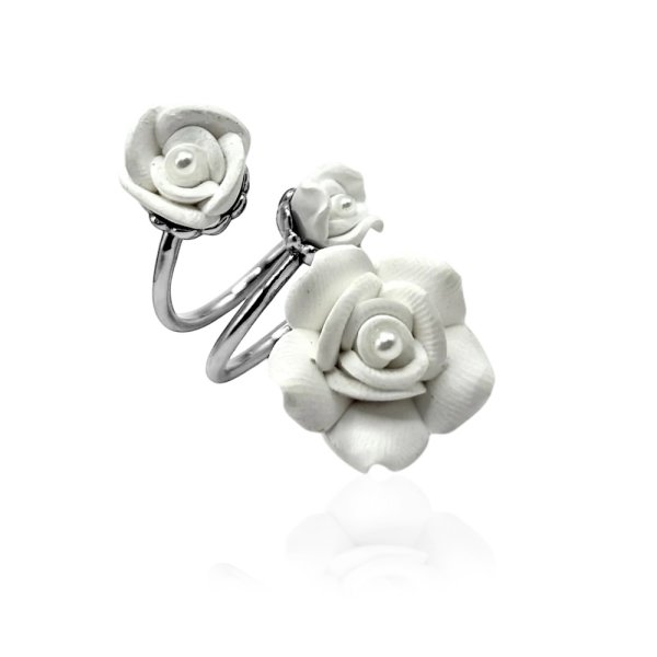 Ioaku - Ring Fleur Blanche Silver 