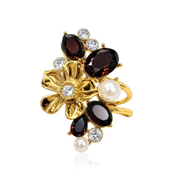 Ioaku - Ring La Fleur Sirene Garden Guld Brun