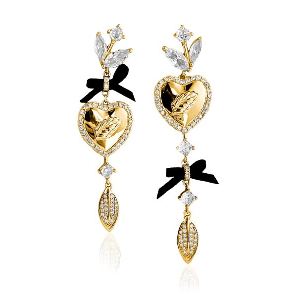 Ioaku - Örhängen Heart of Mistletoe Guld